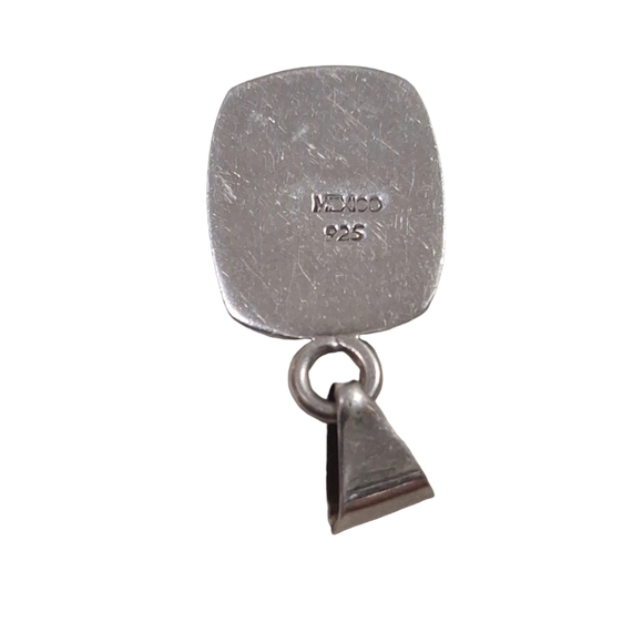 Vintage Sterling Silver And Turquoise Pendant Marked Mexico 925 1 1/4" 9.08g - Picture 3 of 7